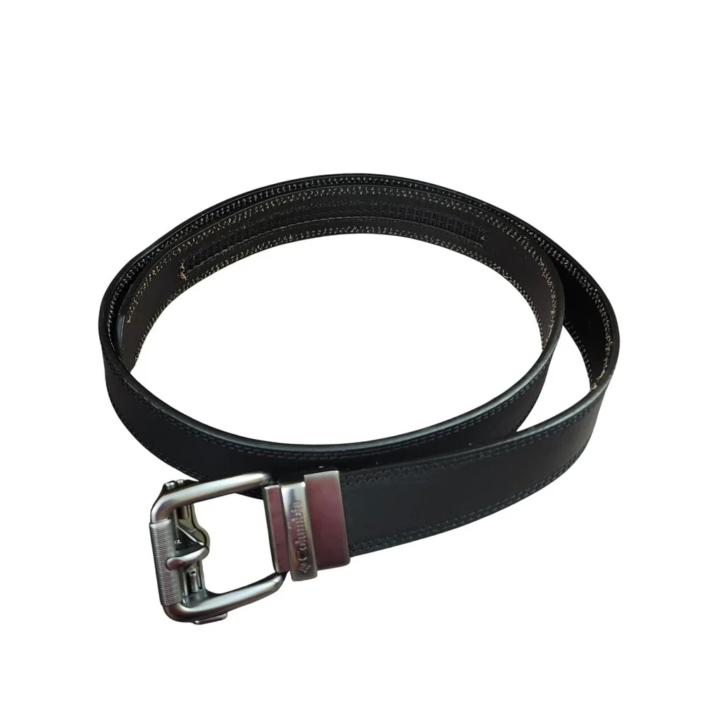Columbia Mens Ratchet Belt Black Synthetic Leather Sz‎ 46  Logo Buckle Tactical